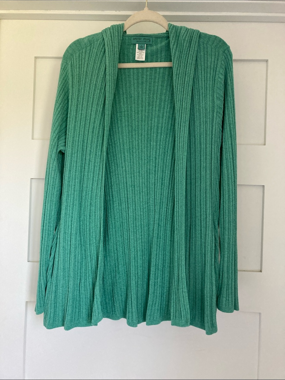 Barefoot Dreams Cozychic Ultra Lite Hooded Open Sweater Women’s Large Green Fall